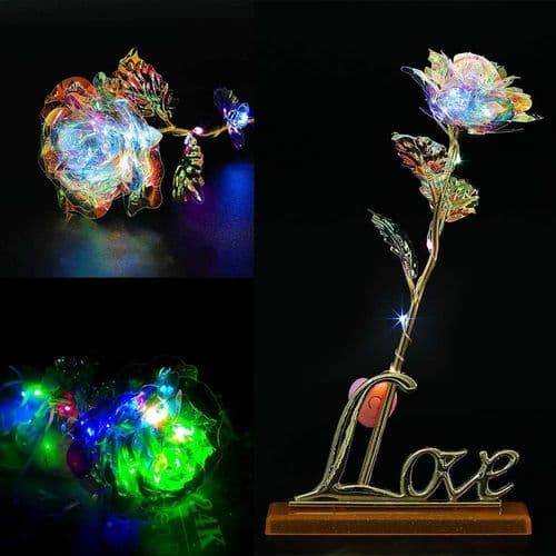Galaxy Rose, 24K Rose Blomster Gull Romantisk Gave Plast Kunstig Dekor