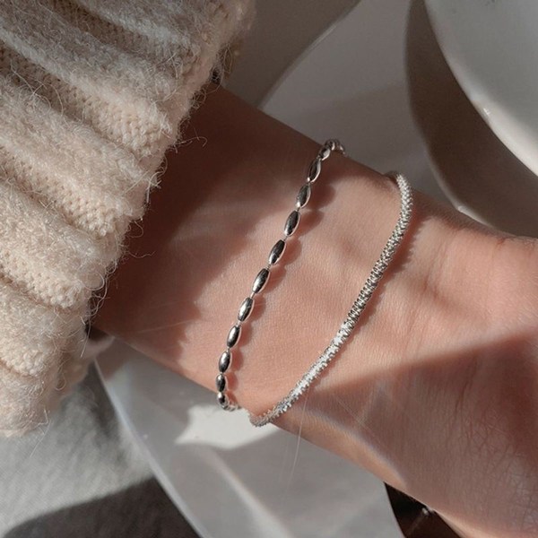 Silver bracelet, adjustable length, pouch included (2 pieces)