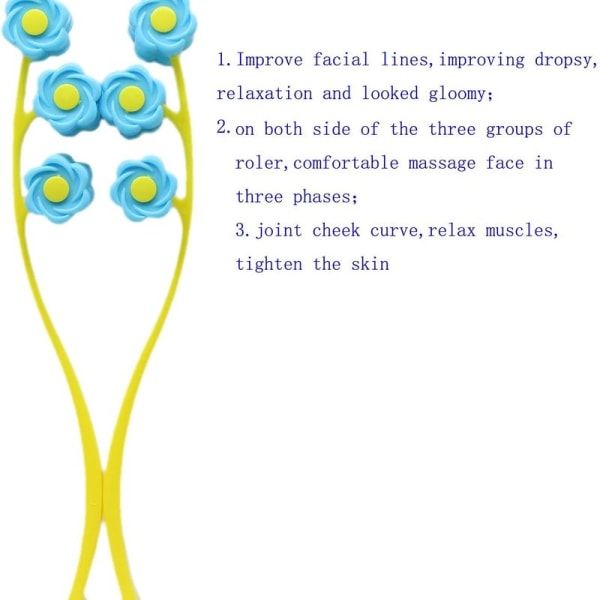 Ansigtsmassageapparat, ansigtsmassage, blomstermassagerulle til V blå