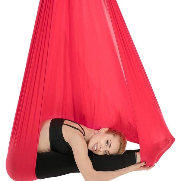 1M X 2.8M Anti-Gravity Joogakeinu Hammock Ilma-akrobatiavyö Punainen KLB