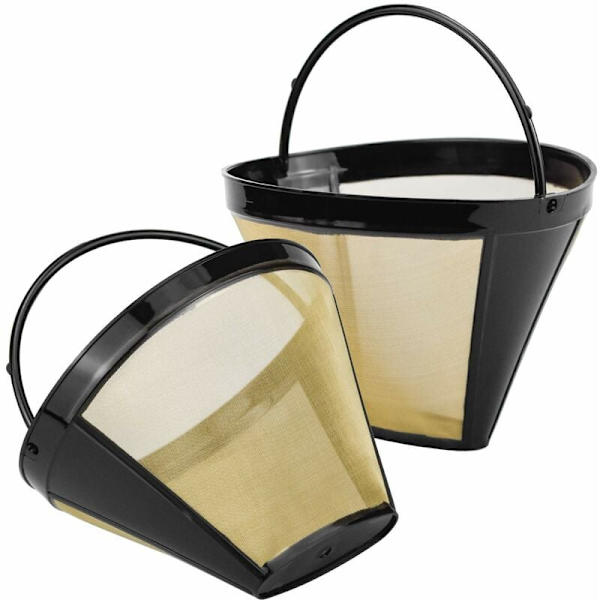 Återanvändbart kaffefilter, 2 st permanentfilter för kaffemaskin för manuell kaffebryggning, för papperslös kaffedroppning med avtagbar hållare KLB