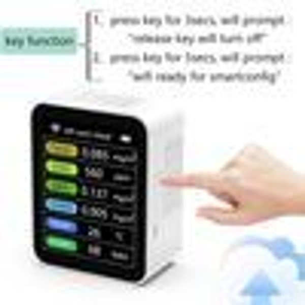 Tuya WiFi 6 i 1 CO2-detektor för koldioxid CO2-mätare CH2O TVOC GAS KLB