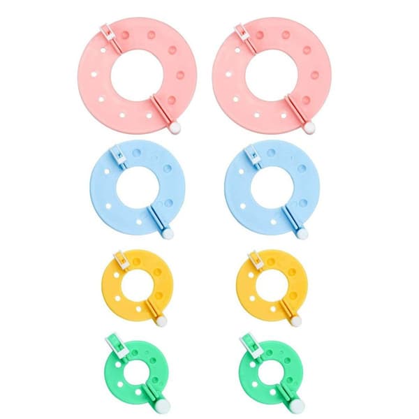 Pakke med 8 Pompom Maker 4 størrelser Bobble Maker til håndværk Fluff Ball Weaver Kit