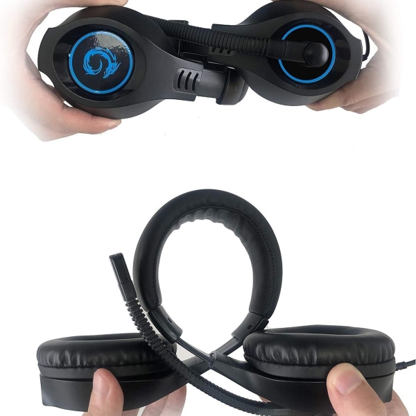 2-pack spelheadset med mikrofon för PS4 Xbox One Blå