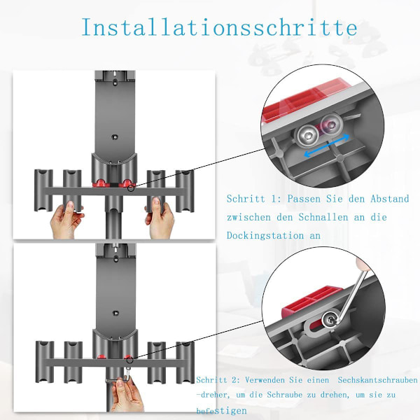Dyson V11 V10 V8 V7 V15 -teline - seinäteline, jossa on 9 säilytyspaikkaa KLB