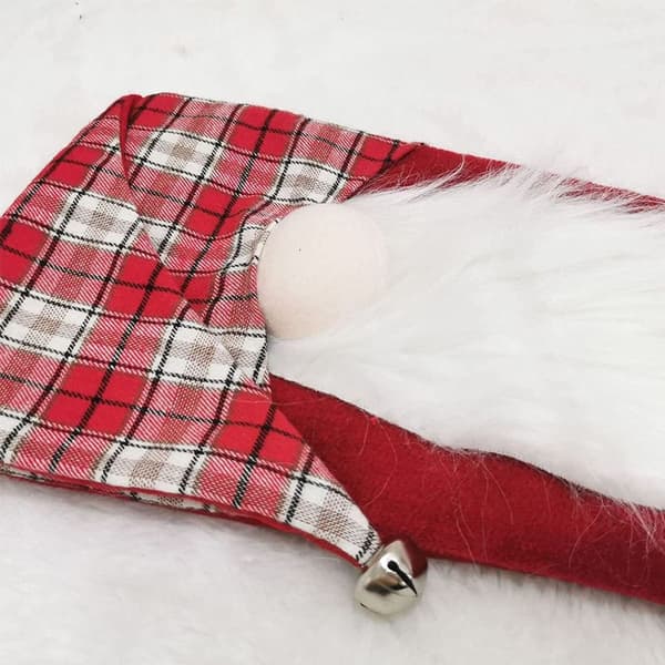 Skäggig tomte Julstrum Faceless Dockad Tryckt Röd Grå KLB