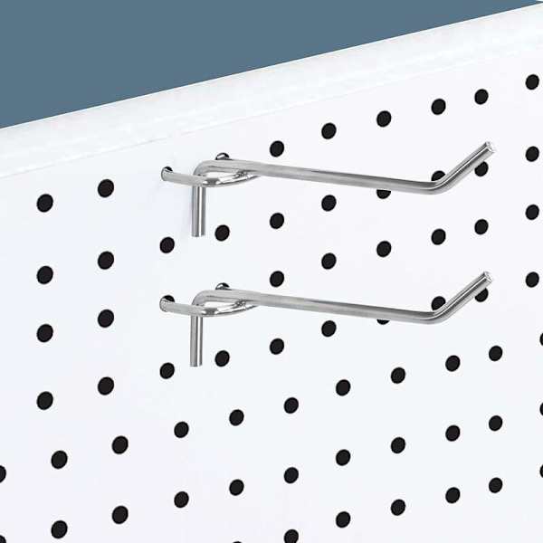 Stålpinnehullkroker (50 stk) - 10,5 cm - Metallkontorpinnehullkrok for organisering av arbeidsbenkverktøy og butikkhyller KLB