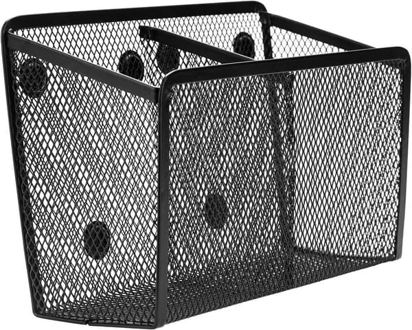 Magnetisk pennholder, 2 rom, netting i rustfritt stål, 2 rom