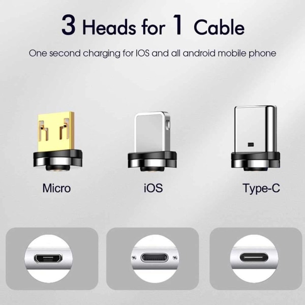 3-i-1 magnetisk opladningskabel, hurtig opladning og data rød KLB