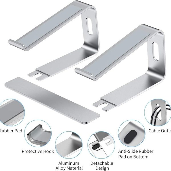 Bærbar computer stand, ventileret aluminium bærbar holder, mere ergonomisk