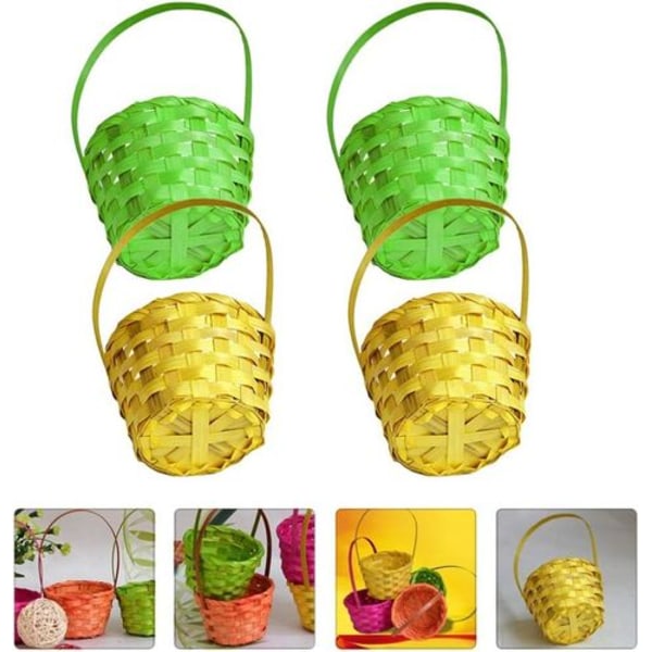 4-pack Vävda Mini Korgar i Rattan, Påskkorgar för Barn