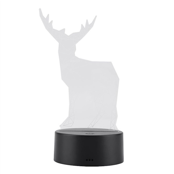 3D älgmönster nattlampa akrylpanel lampbas + USB KLB
