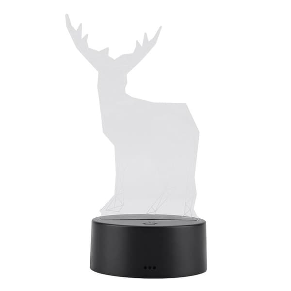 3D Elg Mønster Nattlys Akryl Panel Lampe Base + USB KLB