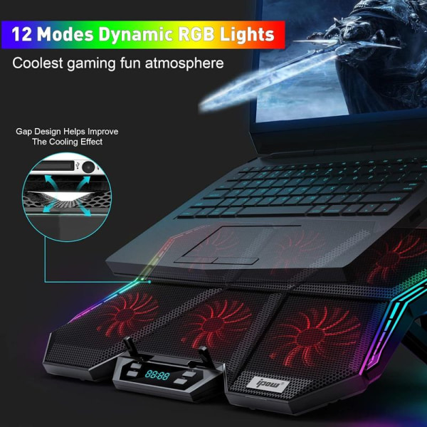 RGB laptop kylplatta, justerbara fläktar