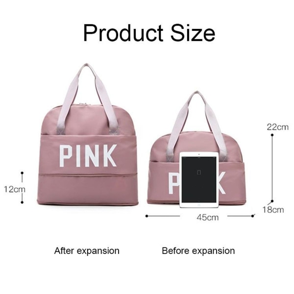 B-829 multifunktionel, udvidelig vandtæt rejsetaske håndtaske (sakura pink)