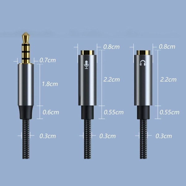 Hörlursdelare, stark flätad 3,5 mm stereo ljud Y-hörlurar