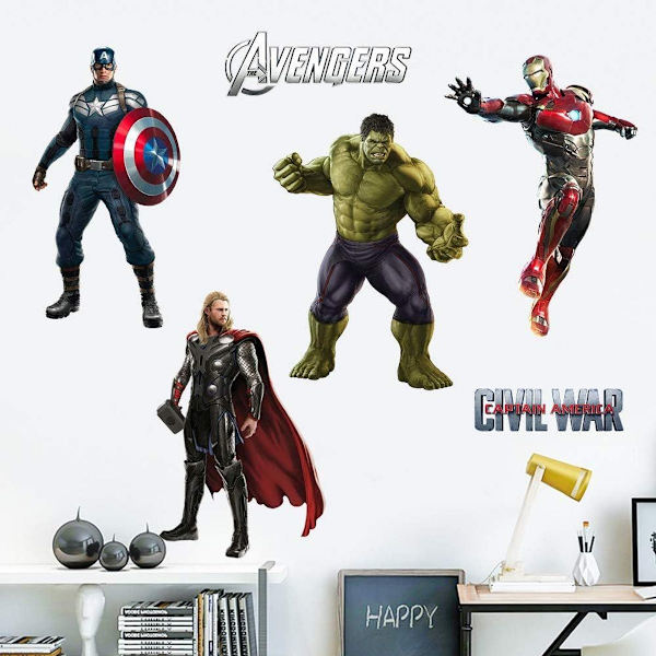 Superhero-seinäkoristeet 3D-irrotettavat seinätarrat koristeluun poikien makuuhuoneeseen KLB