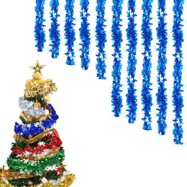 10 stk juletræsguirlande, skinnende blå KLB