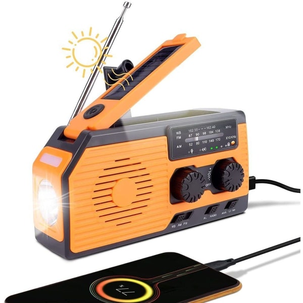 Aurinkoradiokampiradion hätäradiodynamo-radio aurinkolatauksella, käsikampi,