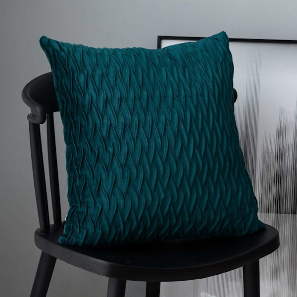 Fløjls pudebetræk 45x45cm til stue sofa, sæt med 6 ensfarvede firkantede pudebetræk soveværelse dekoration, blå grøn KLB