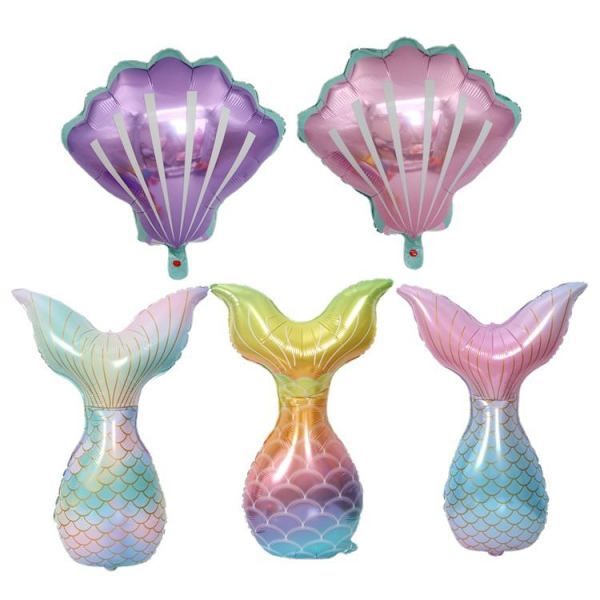 5 stk folie ballonger sett havfrue sjø tema bursdagsfest dekorasjon folie ballong skjell helium ballong havfrue hale helium ballong fisk hale ballong