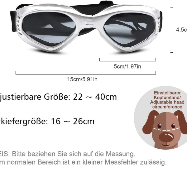 Dog sunglasses, adjustable strap for UV sunglasses, waterproof