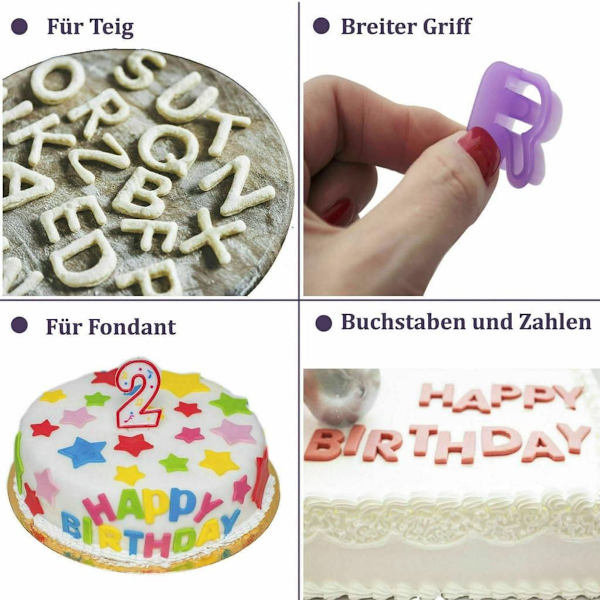 40 kpl fondant-keksimuotit numerot kirjaimet aakkoset marsipaani kakun koristelu KLB