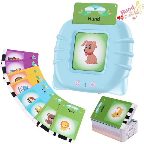Pedagogiske leker for 1-6 år gamle, flash-kort for barn 112 ark 224 ord snakkende flash-kort for baby, førskolelæringsmaskin