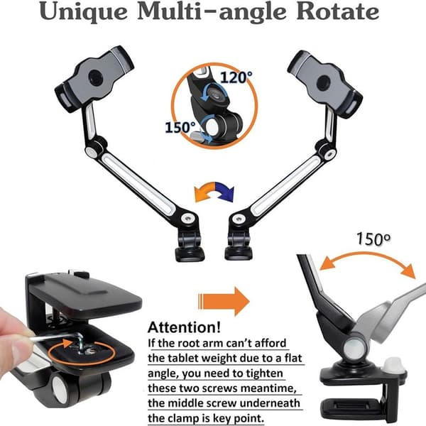 iPad skrivebordsholder, flat holder, multi-vinkel justerbar flat