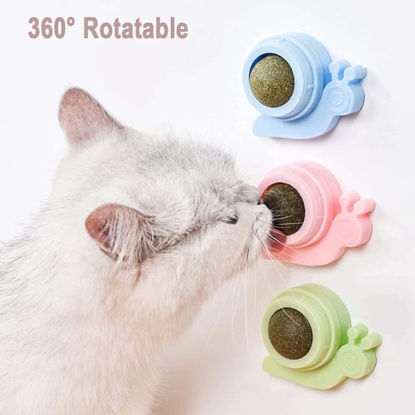3st Kattmyntabollar Leksak Kattmyntaboll Roterande kattgodisleksak Ätbar väggmonterad kattmyntagodis för katt Tänderrengöring Kattsnacks