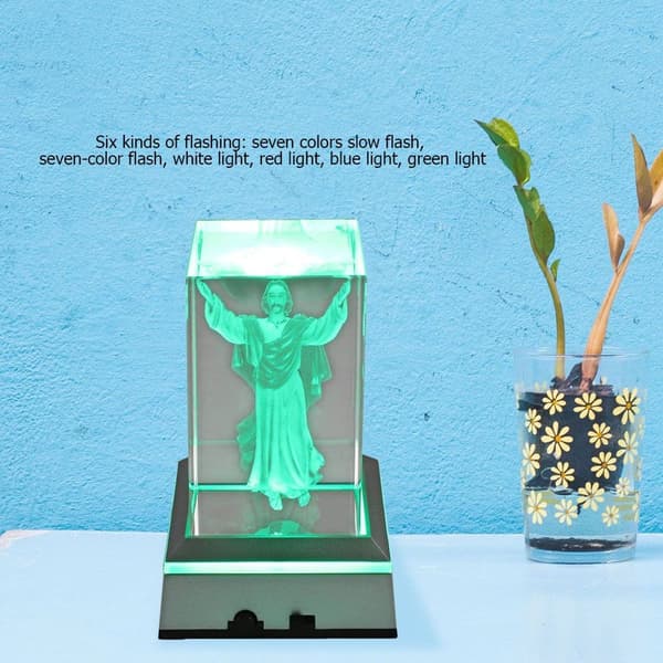 3D LED Lys Base Display Stativ Firkant Holder Multicolor KLB