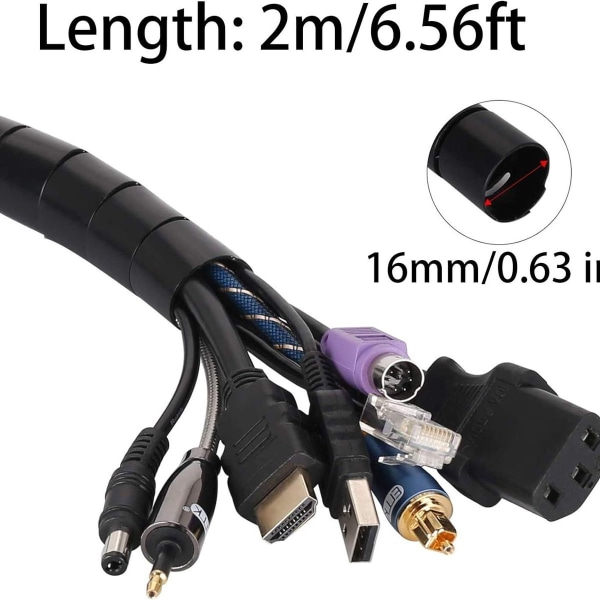 Kabeldeksel, 2 m fleksibel kabelhåndtering med elektrisk kappe, KLB