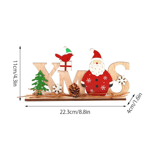 Jouluinen puinen kirjain koriste, Joulupukki, lumiukko KLB