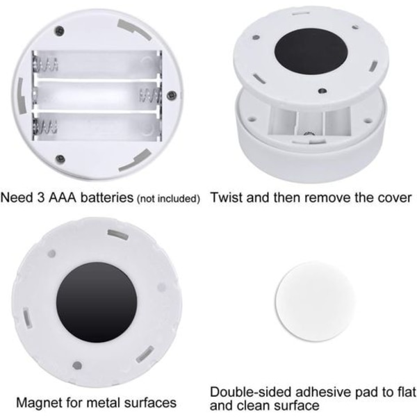 LED-nattlys med bevegelsessensor, LED-skapbelysning med fjernkontroll, USB