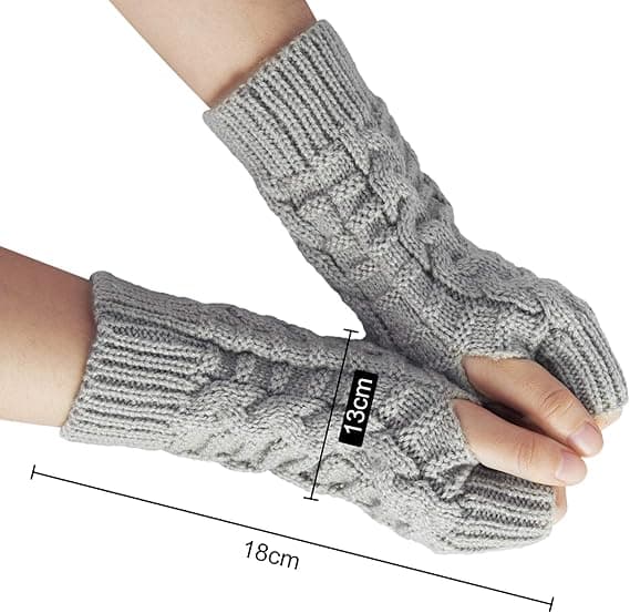 2 Par Knittade Fingervantar, Damvintervarma Vantar, Klassiska Stickade Vantar för Handledsvärmare