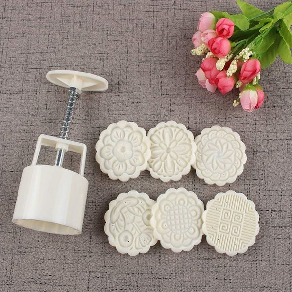 Månkakemall Press med 6 stämplar DIY Bakverktyg