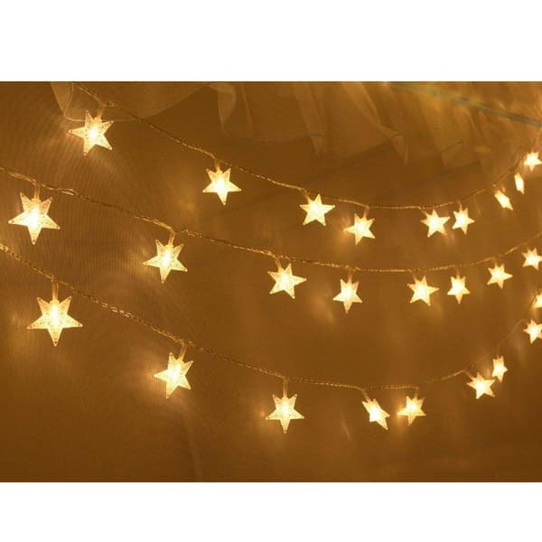 LED-stjernelys, 10 LED-er, 1,5 m varmt hvitt stjernelys for KLB