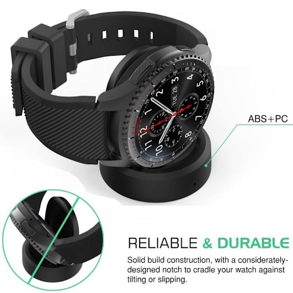 Oplader til Samsung Gear S3, opladningsdockholder med USB-kabel til Gear S3