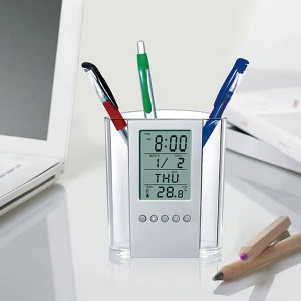 KLB Stylus Kynäteline LCD-työpöydän herätyskello