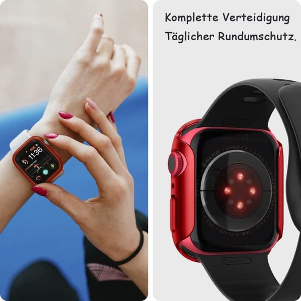 Slank pasform designet til Apple Watch Series 7 (45mm), Metallic Red