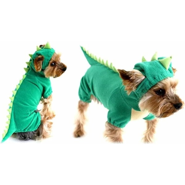 Dinosauriedesign Hundkostym Grön Husdjurskläder för Medelstora och Stora Hundar Halloween Dinosauriedräkt för Husdjurshund (1 Pack, L)