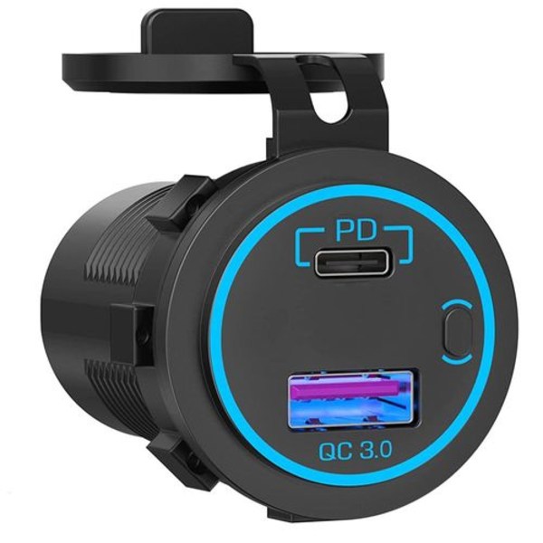 PD USB C-uttag 12V: Typ C bil USB-uttag uttagsinstallation
