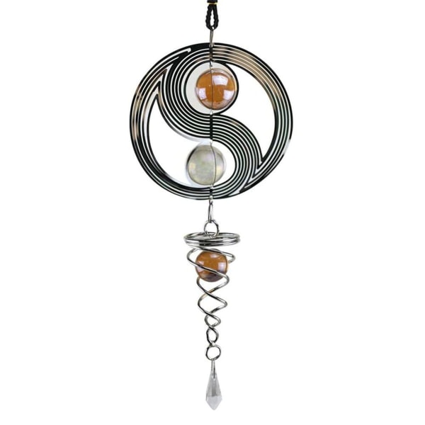 Taichi vindspel, spegel i rostfritt stål, kristallkula, metall