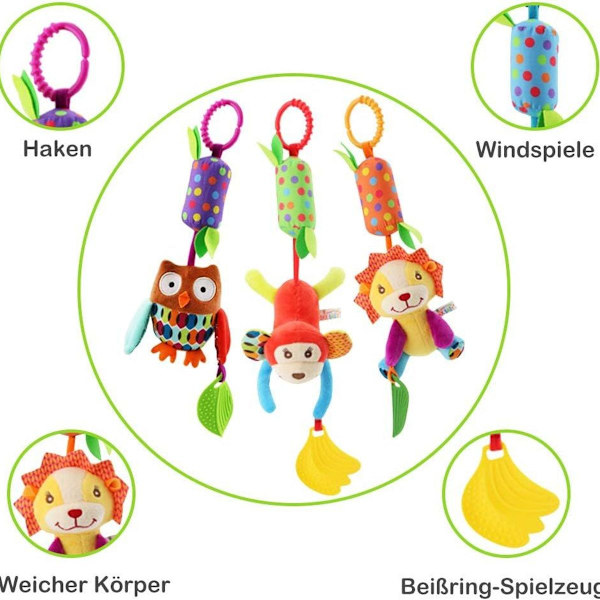 Baby Leksaker 6 Pack Barnvagnsleksaker Spjälsängs Fästen Cartoon Animal KLB