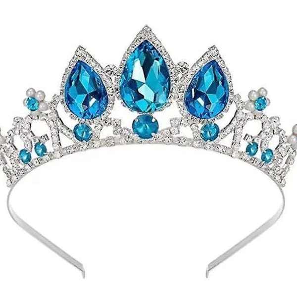 Tiaraer for jenter Prinsessekrone Safir Blå Krystall Rhinestone Perle KLB