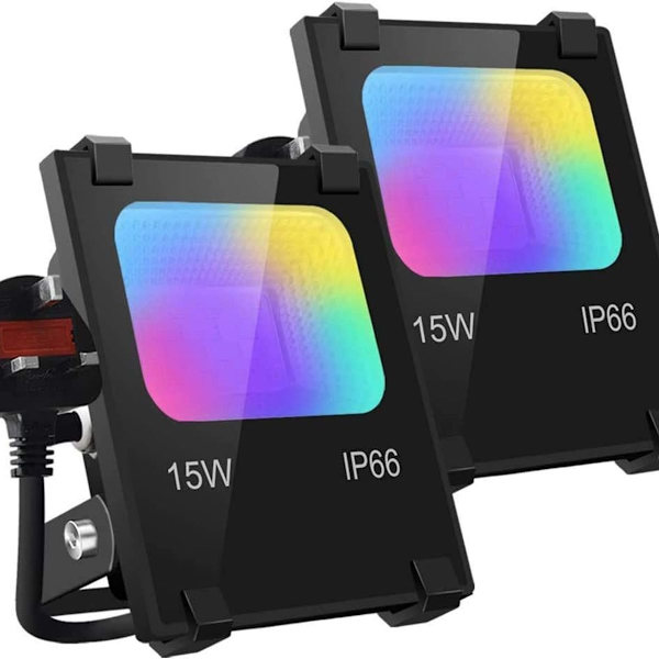 Udendørs LED-projektører, 15W Bluetooth Smart APP-styring, farveskiftende