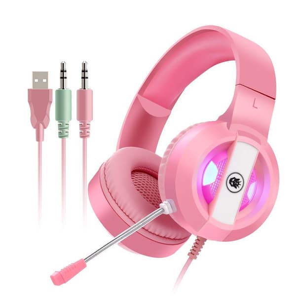 Gaming-headset - Headset med 7.1-surround-lyd - Stereo, Rosa