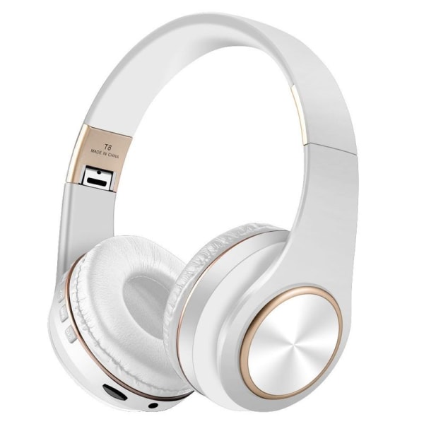 Bluetooth Over Ear-hodetelefoner, trådløs sammenleggbar stereo hvit