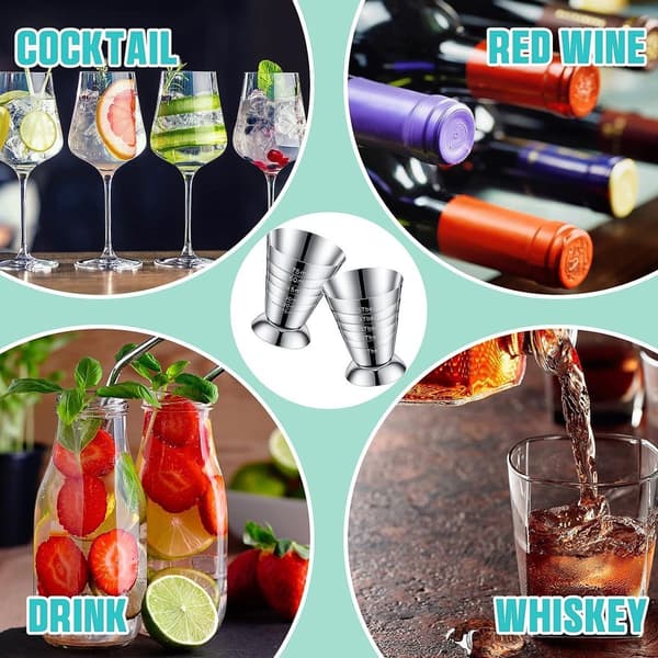 2-pack mätkopp Cocktail Jigger Rostfritt stål Jigger för vätska eller torr KLB