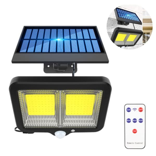 Solcellelys 128 LED - lyse solcellelamper for utendørs bruk, IP65 vanntett, 3 moduser KLB